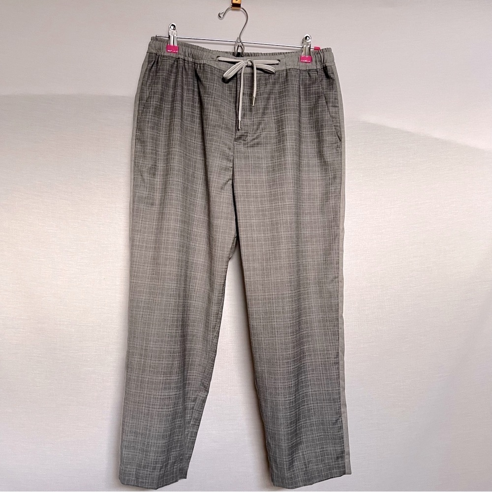 Gazzarrini Loose Wool Gray Plaid Trousers.